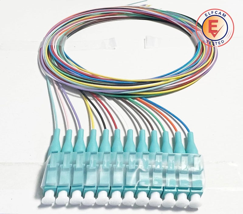 Elfcam ® - 12-Fibre LC/UPC OM3 Multimode 50/125um Colour-Coded Optical Fibre Pigtail Without Cladding - Image 2
